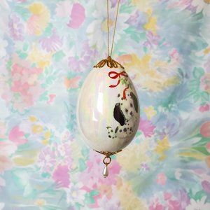 Vintage Opalescent Puppy Dog Ornament with Pearl Pendant